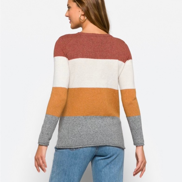 Pinque Burnt Orange, Cream, Gray Gina Crew Neck Sweater Women’s Large - Picture 6 of 7